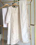 Ivory Banaras Chanderi Golden Striped A-Line Suit