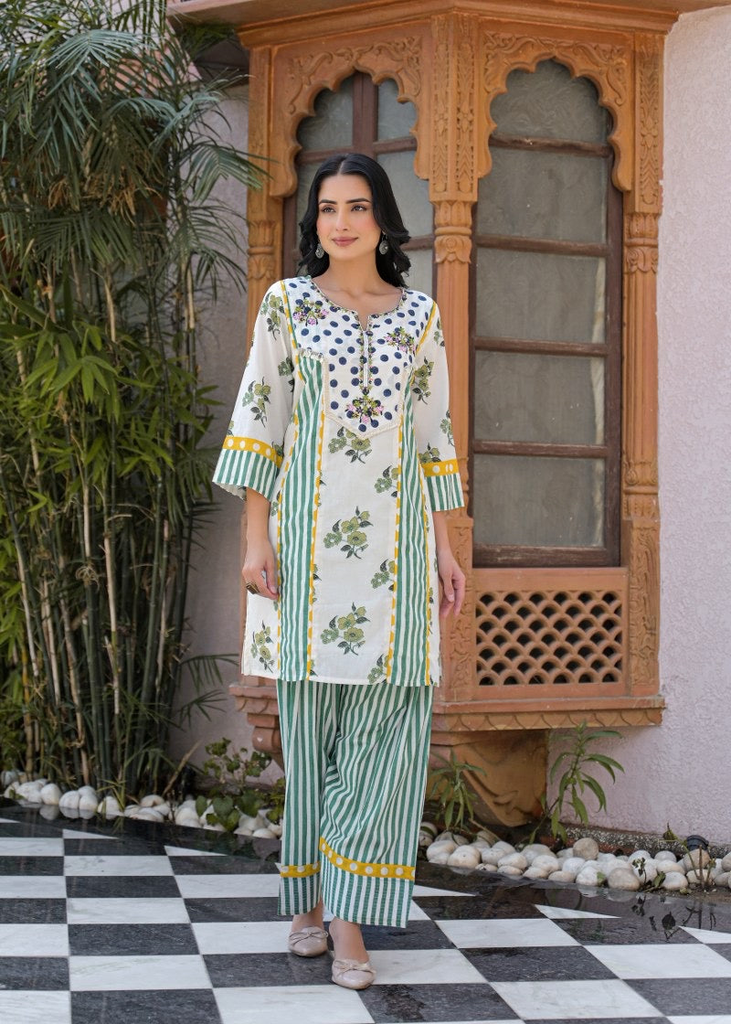 Pure Cotton Floral Printed Farshi Co-Ord Set