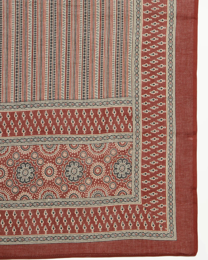 Maroon Ajrakh Printed Panelled Anarkali Suit