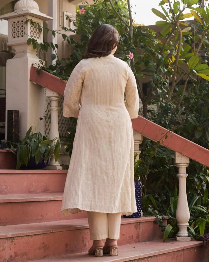 Cream Beige Jute Flex A-Line Co-ord Set