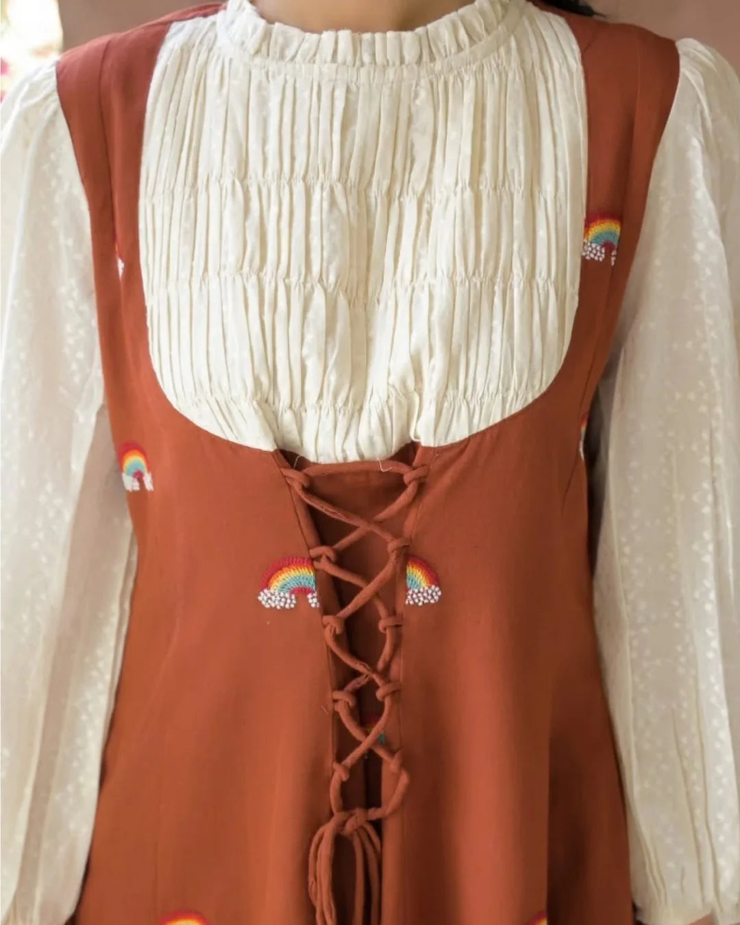 Cinnamon Brown Korean Style A-Line Dress