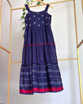 Pure Jamdani Cotton Navy Blue Embroidered Dress