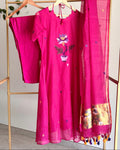 Rani Magenta Pure Jamdani Flowerpot A-Line Suit
