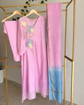 Pure Banaras Chanderi Pink A-Line Suit Set