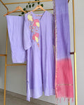 Pure Banaras Chanderi Lavender A-Line Suit Set