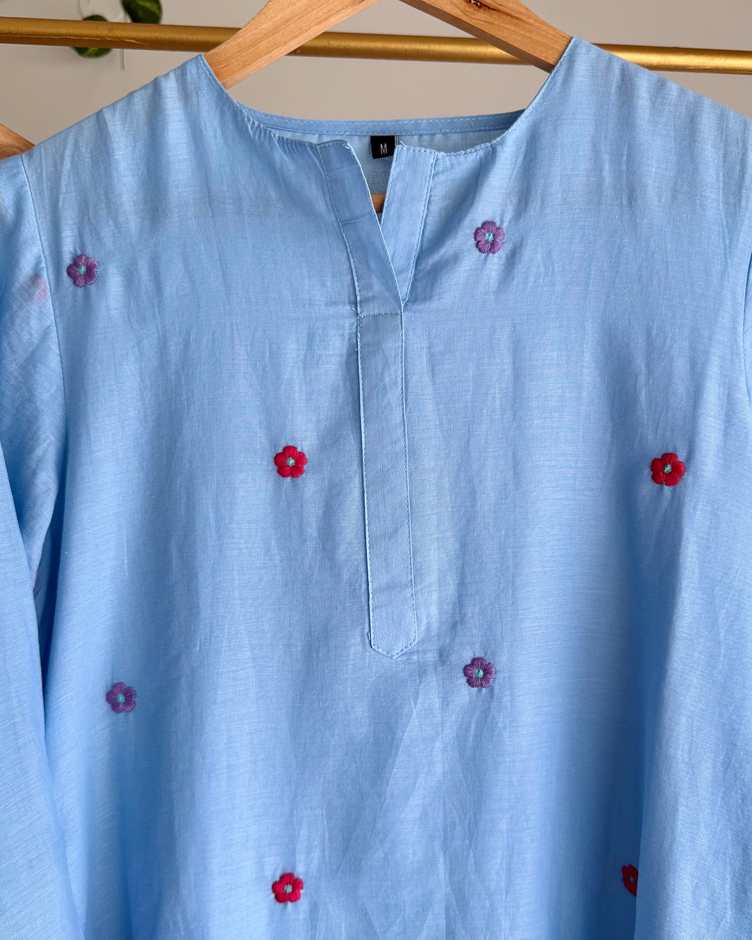 Pure Mul Cotton Powder Blue Farshi Coord Set